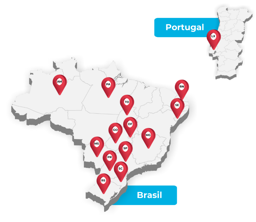 Mapa de atuação da L2D no Brasil